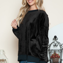 S-M BLACK OVERSIZED PLUSH SWEATSHIRT