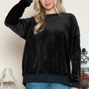 L-XL BLACK OVERSIZED PLUSH SWEATSHIRT