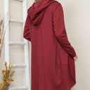Medium BURGUNDY BRUSH HOODED OPEN CARDIGAN WITH SIDE POCKETS