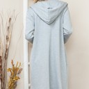 Small HEATHER GREY BRUSH HOODED OPEN CARDIGAN WITH SIDE POCKETS