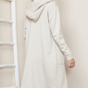 Large IVORY BRUSH HOODED OPEN CARDIGAN WITH SIDE POCKETS