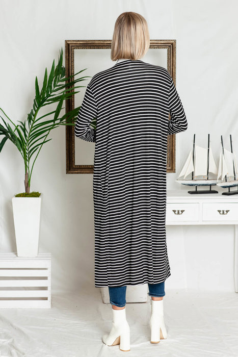 STRIPE OPEN MAXI CARDIGAN