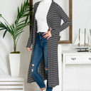 Medium BLACK STRIPE OPEN MAXI CARDIGAN