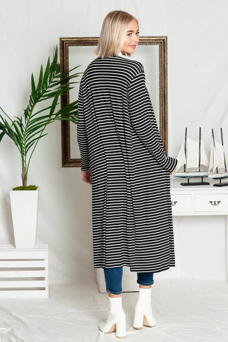 STRIPE OPEN MAXI CARDIGAN