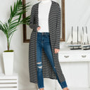 Large BLACK STRIPE OPEN MAXI CARDIGAN