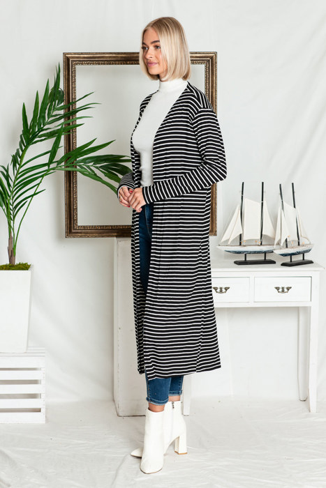 STRIPE OPEN MAXI CARDIGAN