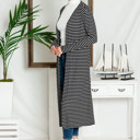 Large BLACK STRIPE OPEN MAXI CARDIGAN