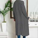 Large BLACK STRIPE OPEN MAXI CARDIGAN