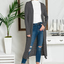 XL BLACK STRIPE OPEN MAXI CARDIGAN