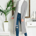 Small WHITE STRIPE OPEN MAXI CARDIGAN