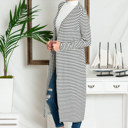 Small WHITE STRIPE OPEN MAXI CARDIGAN