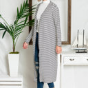 Medium WHITE STRIPE OPEN MAXI CARDIGAN