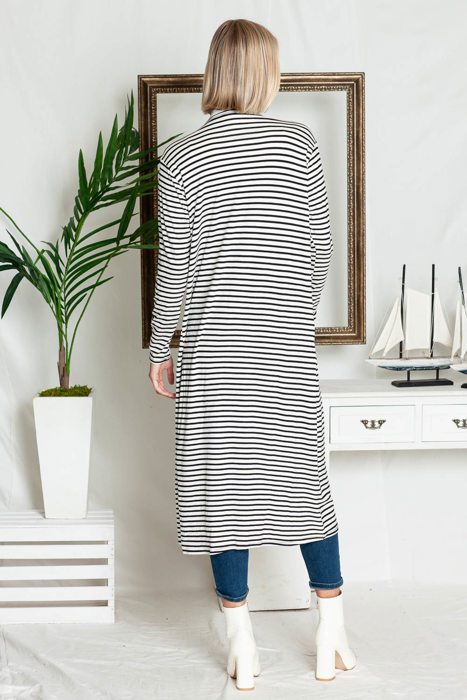 STRIPE OPEN MAXI CARDIGAN