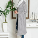 Large WHITE STRIPE OPEN MAXI CARDIGAN