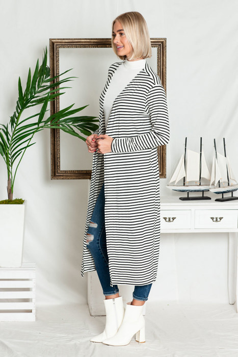 STRIPE OPEN MAXI CARDIGAN