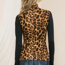 Small ANIMAL ANIMAL PRINT TURTLE NECK TOP WITH CONTRAST SLEEVES