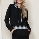 Small WHITE PLAID SOLID TUNIC TOP WITH TIE-DYE AND CAMO CONTRAST SLEEVES 95%RAYON 5%SPANDEX MADE IN USA