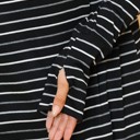 Small BLACK Stripe Round Bottom Long Sleeve Top