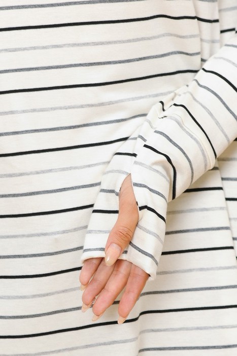 Stripe Round Bottom Long Sleeve Top