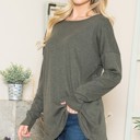 Large OLIVE THERMAL LONG SLEEVE TUNIC TOP