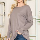 Large TAUPE THERMAL LONG SLEEVE TUNIC TOP