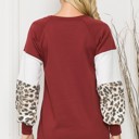 Large BURGUNDY SOLID TUNIC TOP WITH ANIMAL COLOR BLOCK SLEEVES
