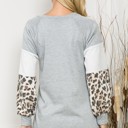 Medium HEATHER GREY SOLID TUNIC TOP WITH ANIMAL COLOR BLOCK SLEEVES