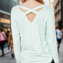XL MINT ANIMAL PRINT BACK CRISSCROSS TUNIC TOP
