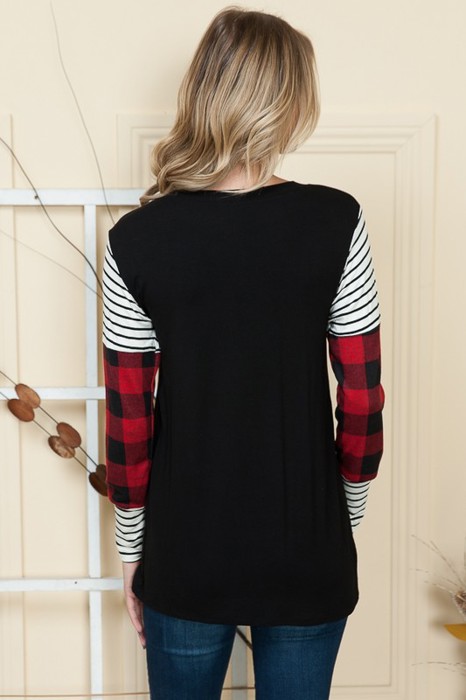 TUNIC TOP WITH COLOR BLOCK SLEEVES