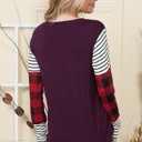 Small PLUM TUNIC TOP WITH COLOR BLOCK SLEEVES