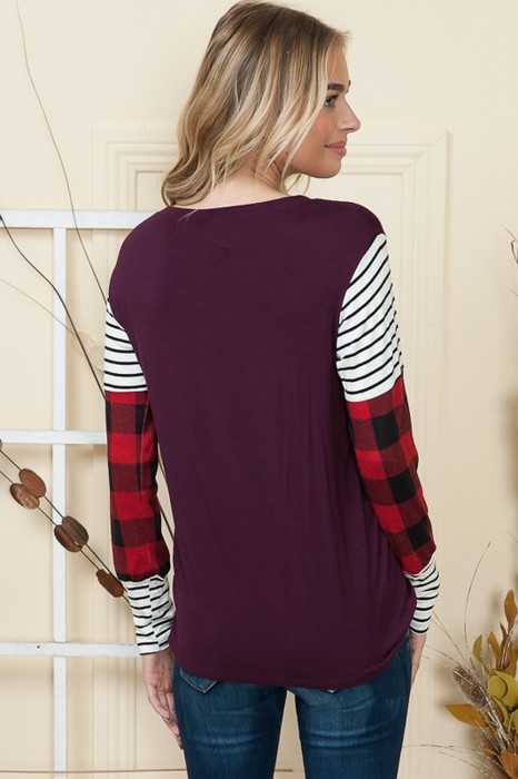 TUNIC TOP WITH COLOR BLOCK SLEEVES