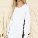 Large WHITE SOLID TUNIC TOP WITH ANIMAL SIDE CONTRAST