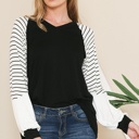 Small BLACK V-NECK BASEBALL TUNIC WITH STRIPE SLEEVES