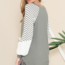 Large SAGE V-NECK BASEBALL TUNIC WITH STRIPE SLEEVES