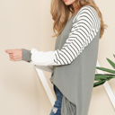 XL SAGE V-NECK BASEBALL TUNIC WITH STRIPE SLEEVES