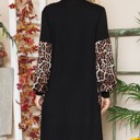 Medium BLACK MIDI OPEN CARDIGAN WITH LEOPARD CONTRAST DETAIL