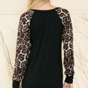 XL BLACK SOLID BASEBALL TOP WITH ANIMAL CONTRAST SLEEVES