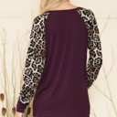 Large PLUM SOLID BASEBALL TOP WITH ANIMAL CONTRAST SLEEVES