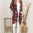 Small PLAID PLAID HOODED OPEN MIDI CARDIGAN