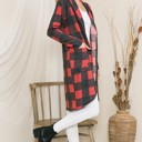Medium PLAID PLAID HOODED OPEN MIDI CARDIGAN