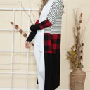 XL PLAID MAXI STRIPE AND PLAID COLOR BLOCK OPEN CARDIGAN