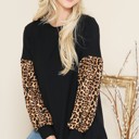 Medium BLACK TUNIC TOP WITH PUFF CONTRAST SLEEVES