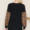 XL BLACK TUNIC TOP WITH PUFF CONTRAST SLEEVES