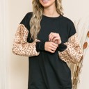 Small BLACK SOLID TUNIC TOP WITH ANIMAL SLEEVES