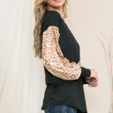 Large BLACK SOLID TUNIC TOP WITH ANIMAL SLEEVES