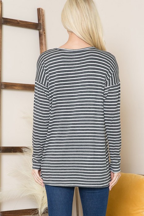 STRIPE LONG SLEEVE TUNIC TOP