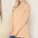 Large MUSTARD STRIPE LONG SLEEVE TUNIC TOP