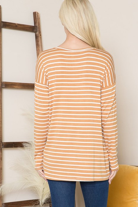 STRIPE LONG SLEEVE TUNIC TOP
