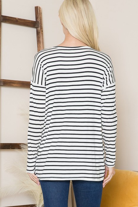 STRIPE LONG SLEEVE TUNIC TOP