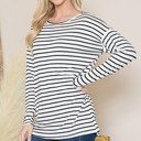 Large WHITE STRIPE LONG SLEEVE TUNIC TOP